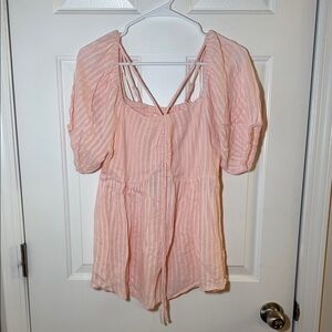 Pink Striped Blouse with Puff Sleeves